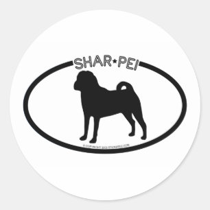 Shar Pei Silhouette-Schwarz-Aufkleber Runder Aufkleber