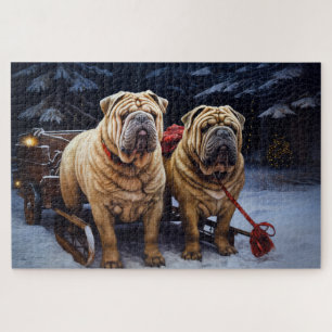 Shar Pei Snowy Sleigh Weihnachtsdekor
