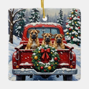 Shar Pei Weihnachten Rotes Lastwagen Urlaub Keramikornament