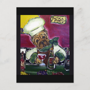 Shar-Pei Wein Chef Postkarte
