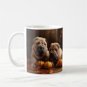 Shar-Pei-Welpe Herbstvergnügen Kürbis Kaffeetasse