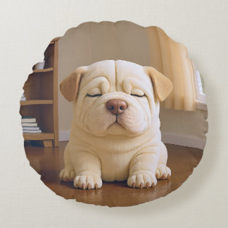 Shar Pei Welpe - Sanfte Ruhe von WangWang Rundes Kissen