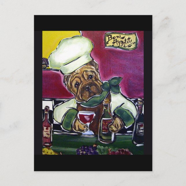 Shar-Pei Wine Koch Postkarte (Vorderseite)