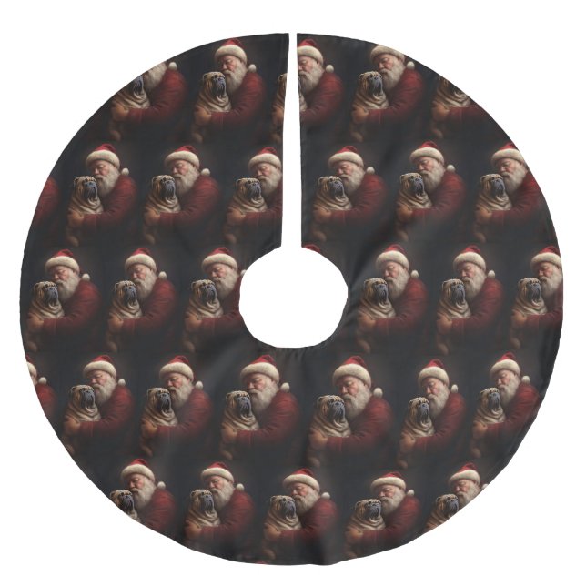 Shar Pei zu Weihnachten Polyester Weihnachtsbaumdecke (Vorderseite)