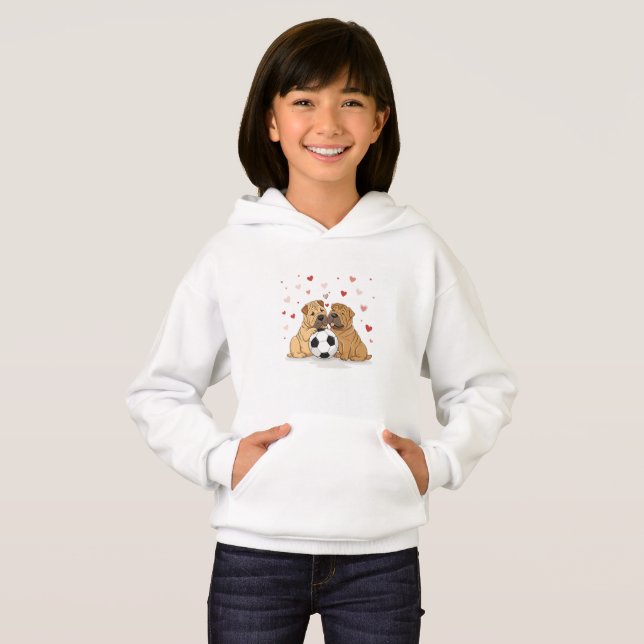 Shar Peis with soccer ball for Valentine's Day Hoodie (Vorne ganz)