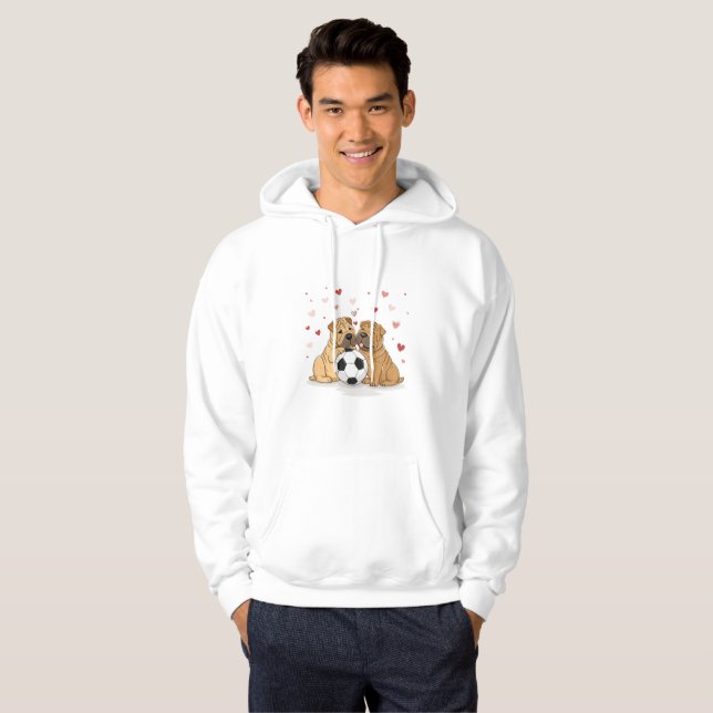 Shar Peis with soccer ball for Valentine's Day Hoodie (Vorne ganz)