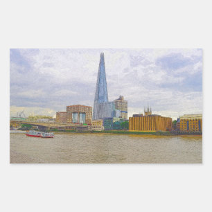 Shard, Thames River, London, England Rechteckiger Aufkleber