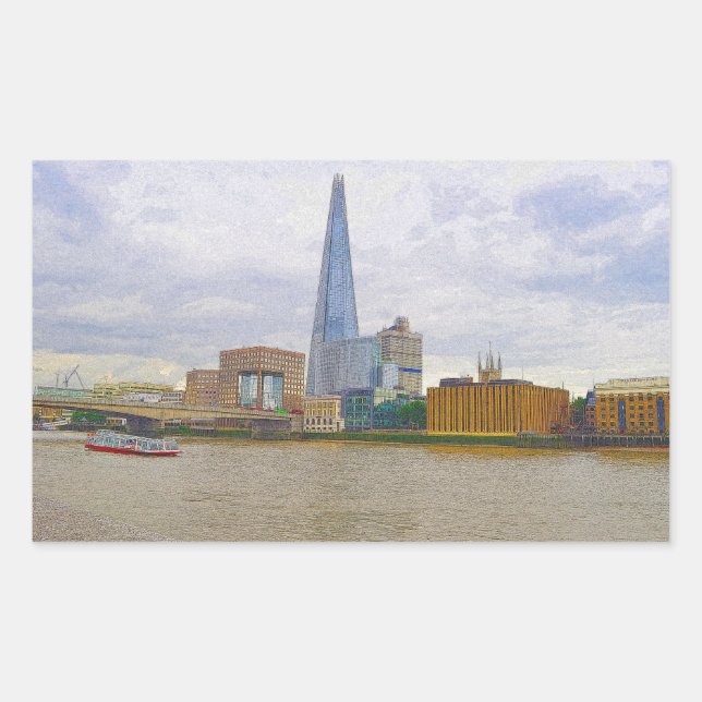 Shard, Thames River, London, England Rechteckiger Aufkleber (Vorderseite)