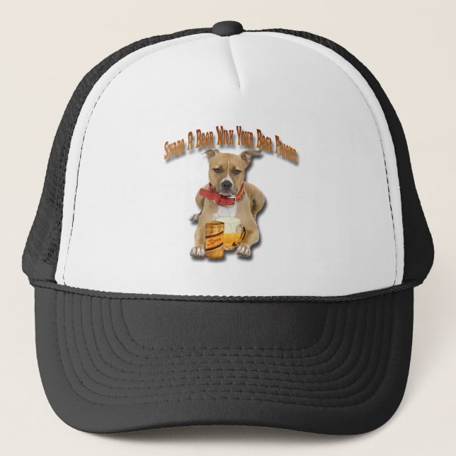 Share A Beer With American Staffordshire Terrier Truckerkappe (Vorderseite)