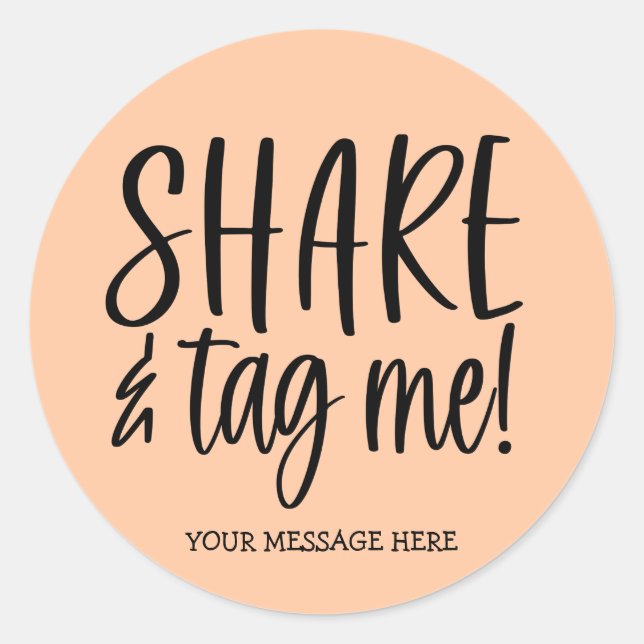 Share and Tag Me Instagramm Small Business Sticker (Vorderseite)
