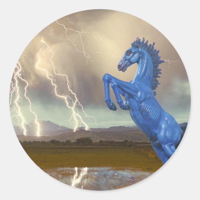 Share Favorite DIA Mustang Bronco Lightning Stor Runder Aufkleber (Vorderseite)