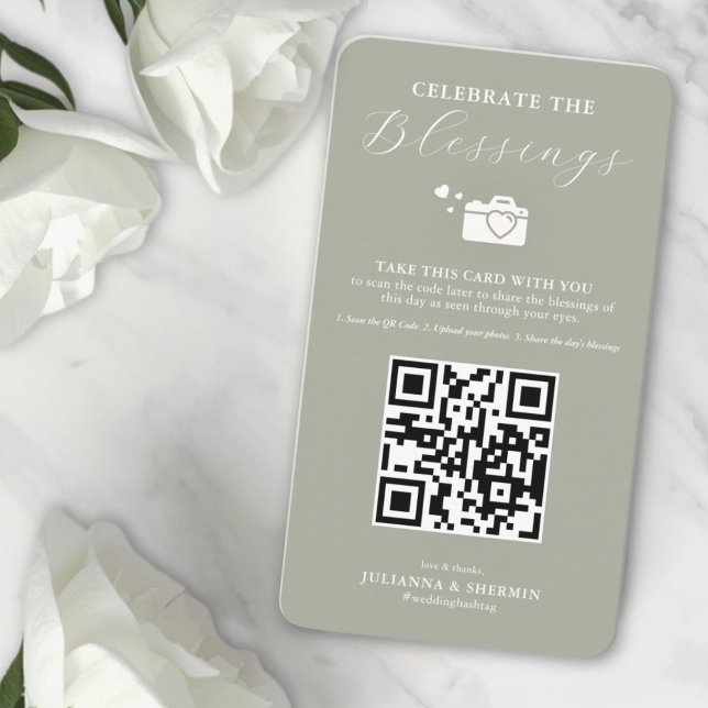 Share The Blessings Photo Sharing Card Begleitkarte (Photo Sharing QR Code Wedding Day Card)