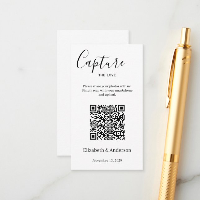 Share Wedding Photos With QR Code  Begleitkarte (Vorderseite/Rückseite Beispiel)