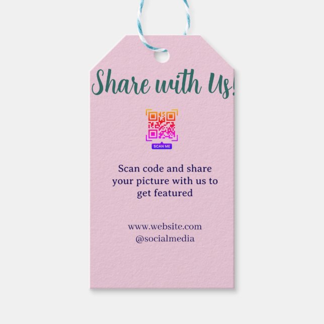 Share your picture scan QR code add website email  Geschenkanhänger (Vorderseite)