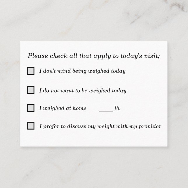 Shared Decision Making for Weigh-Ins Visitenkarte (Rückseite)