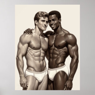 Shared Radiance: A Golden Age Duo Embracing Poster