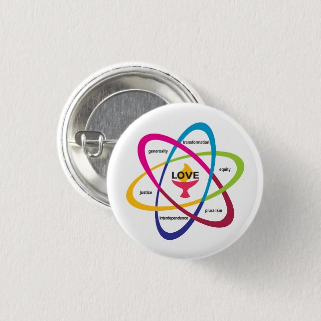 Shared Values Atom - Unitaristischer Universalist  Button (Vorne & Hinten)