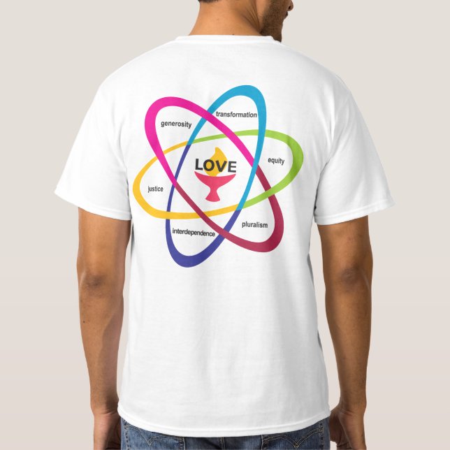 Shared Values Atom - Unitaristischer Universalist  T-Shirt (Rückseite)