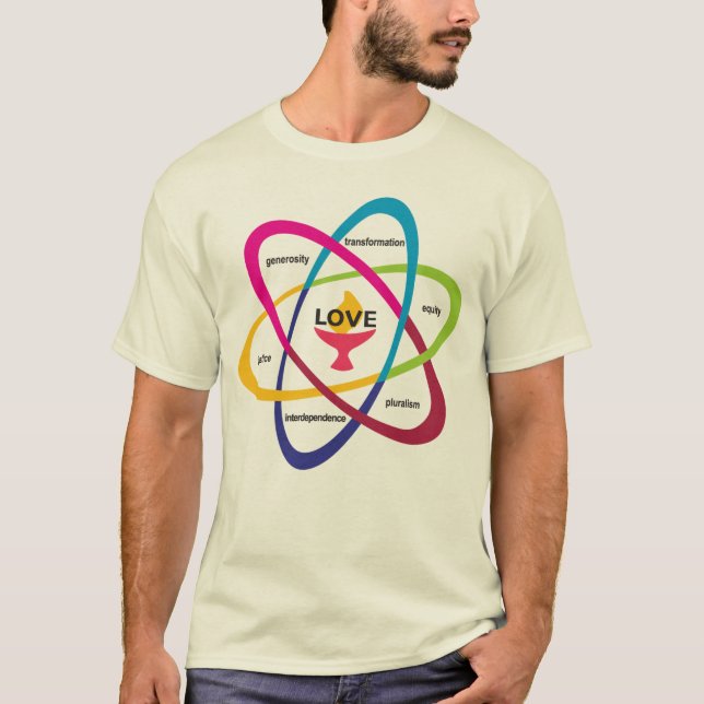 Shared Values Atom - Unitaristischer Universalist  T-Shirt (Vorderseite)