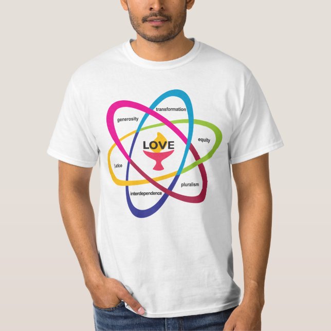 Shared Values Atom - Unitaristischer Universalist  T-Shirt (Vorderseite)