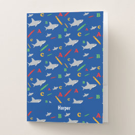 Shark ABC School Crayon Cartoon Pattern Bewerbungsmappe