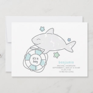Shark Ahoy Baby Boy Birth Ankündigung