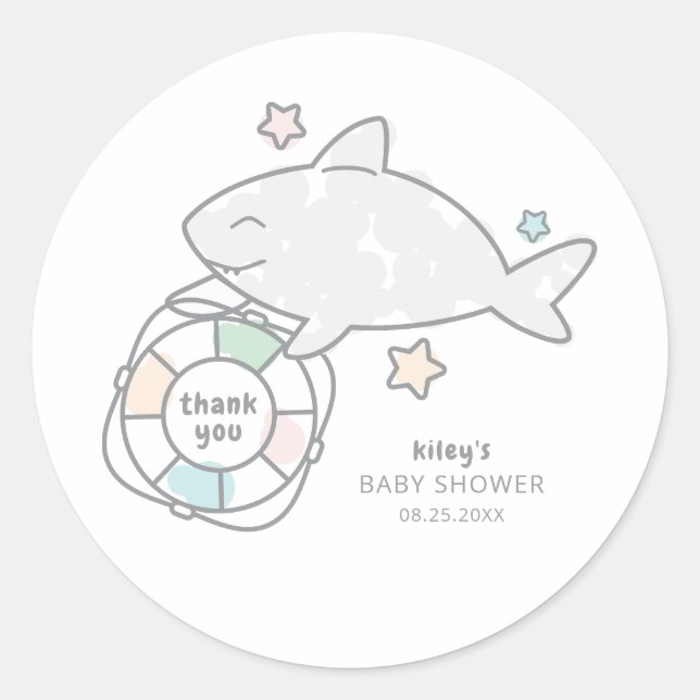 Shark Ahoy Runder Aufkleber (Vorderseite)
