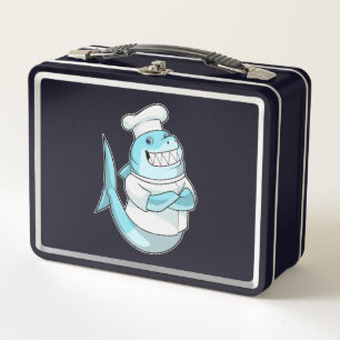 Shark as Chef with Cooking apron Metall Brotdose