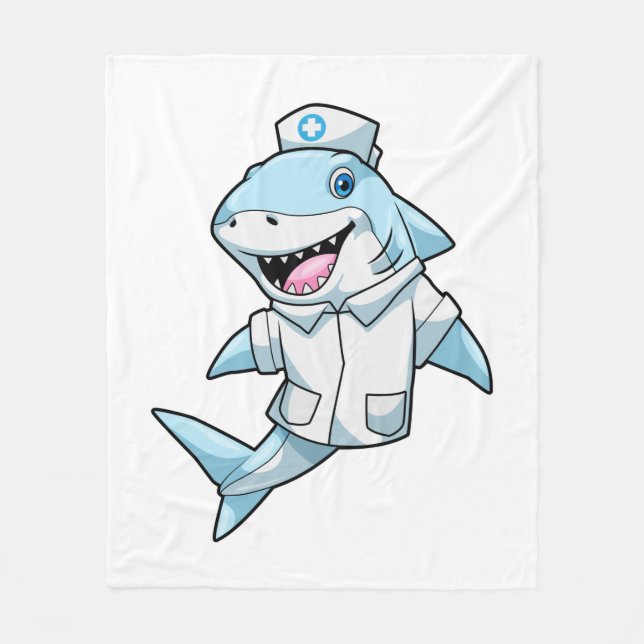 Shark as Nurse with Coat Fleecedecke (Vorderseite)