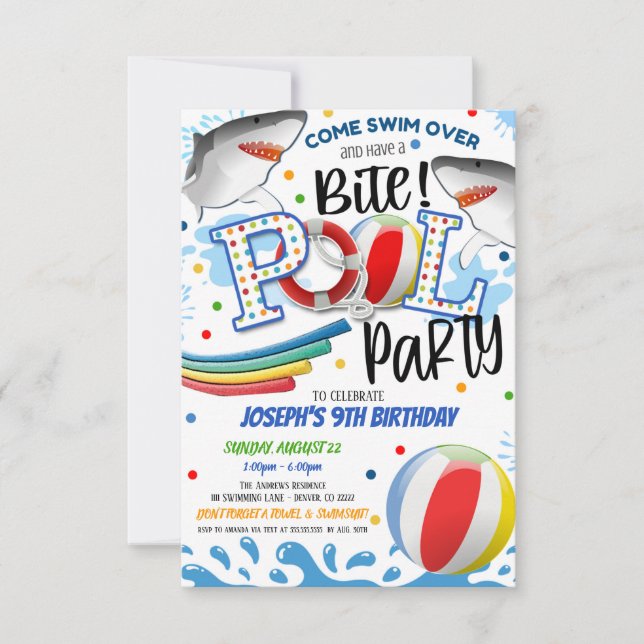 Shark Attack Pool Party Einladung (Vorderseite)