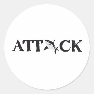 shark attack runder aufkleber