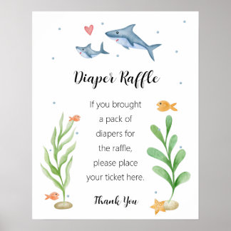 Shark Baby Duft Windeln Raffle-Zeichen Poster