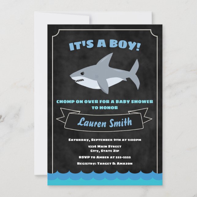Shark Baby Shower Einladung Baby Shark (Vorderseite)