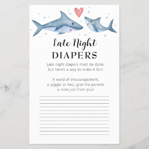 Shark Baby Shower Spate Night Diapers Addon Card Flyer