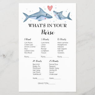 Shark Baby Shower Was ist in deinem Purse Game? Flyer