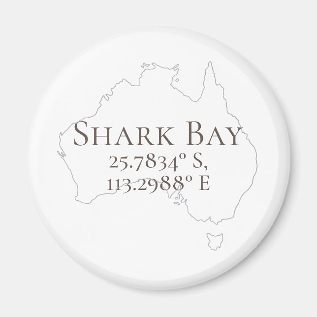 Shark Bay Australien Latitude & Longitude Magnet (Vorne)