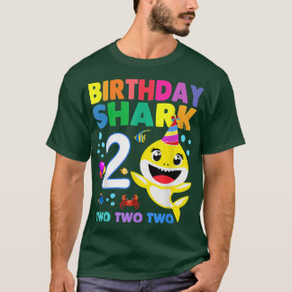 Shark Birthday 2 Years Old 2nd Birthday Matching F T-Shirt