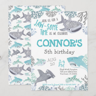 Shark Birthday Invitation Einladung