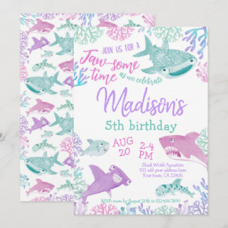 Shark Birthday Invitation Einladung