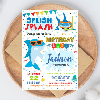 Shark Birthday Invite Splish Splash Birthday Bash Einladung