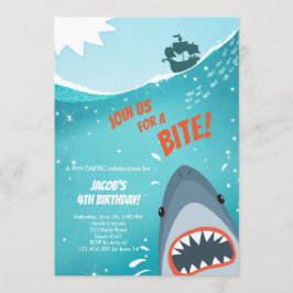 Shark Birthday Pool Party Junge Haifisch Bite Bait Einladung