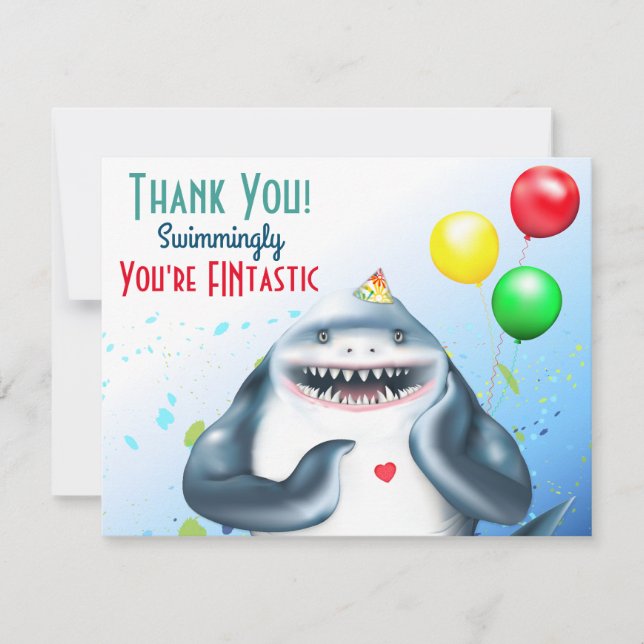 Shark Birthday Vielen Dank Dankeskarte (Vorderseite)