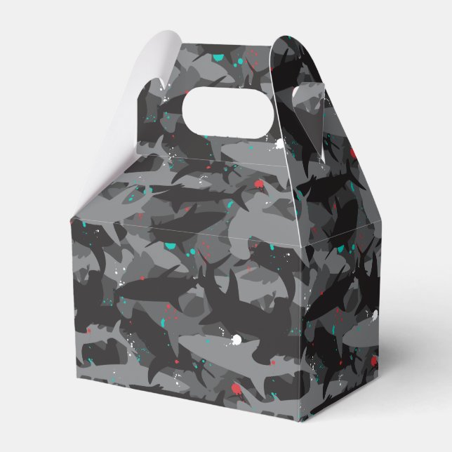 Shark Black & Aquamarin Camouflage Muster Gefällig Geschenkschachtel (Vorderseite)