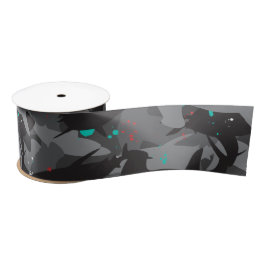 Shark Black & Aquamarin Camouflage Pattern Satinband