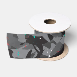 Shark Black & Aquamarin Camouflage Pattern Satinband