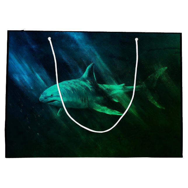 Shark Blue-Green Große Geschenktüte (Rückseite)