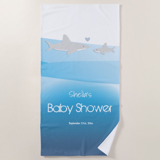 Shark Blue Ocean Baby Dusche Strandtuch (Vorderseite)