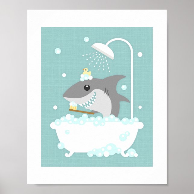 Shark Bubble Bath Poster drucken (Vorne)