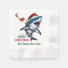 Shark Christmas Hat Xmas Serviette
