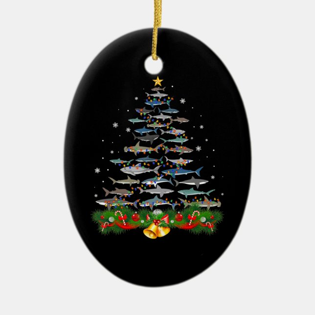 Shark Christmas Tree Shark Lovers Gifts Men Women Keramik Ornament (Vorne)
